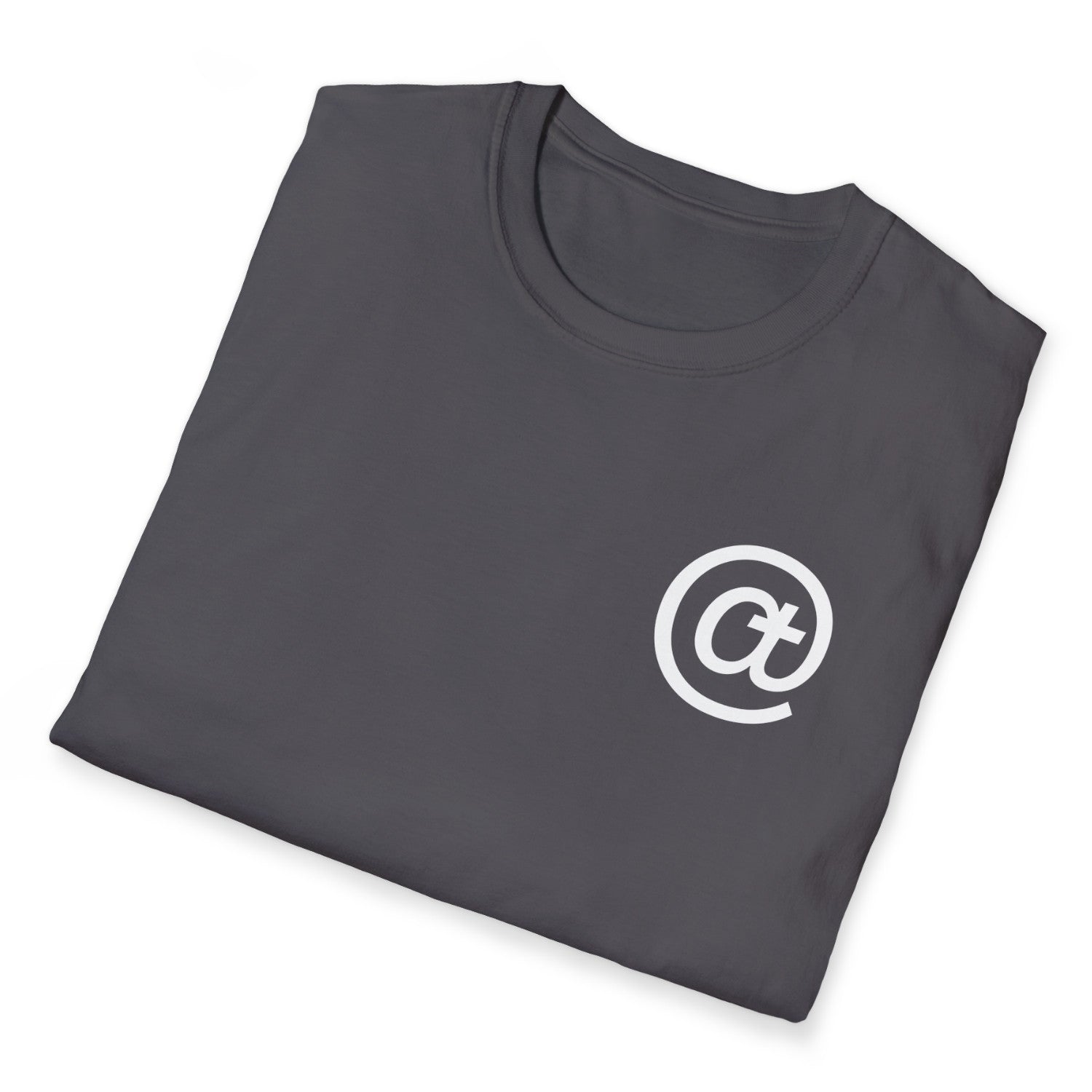 Folded charcoal Christian t-shirt with a white @TheCross graphic on a white background