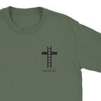 Builders Mark John 1:51 Faith Graphic Tee close-up – Christian Streetwear – By Design Threads