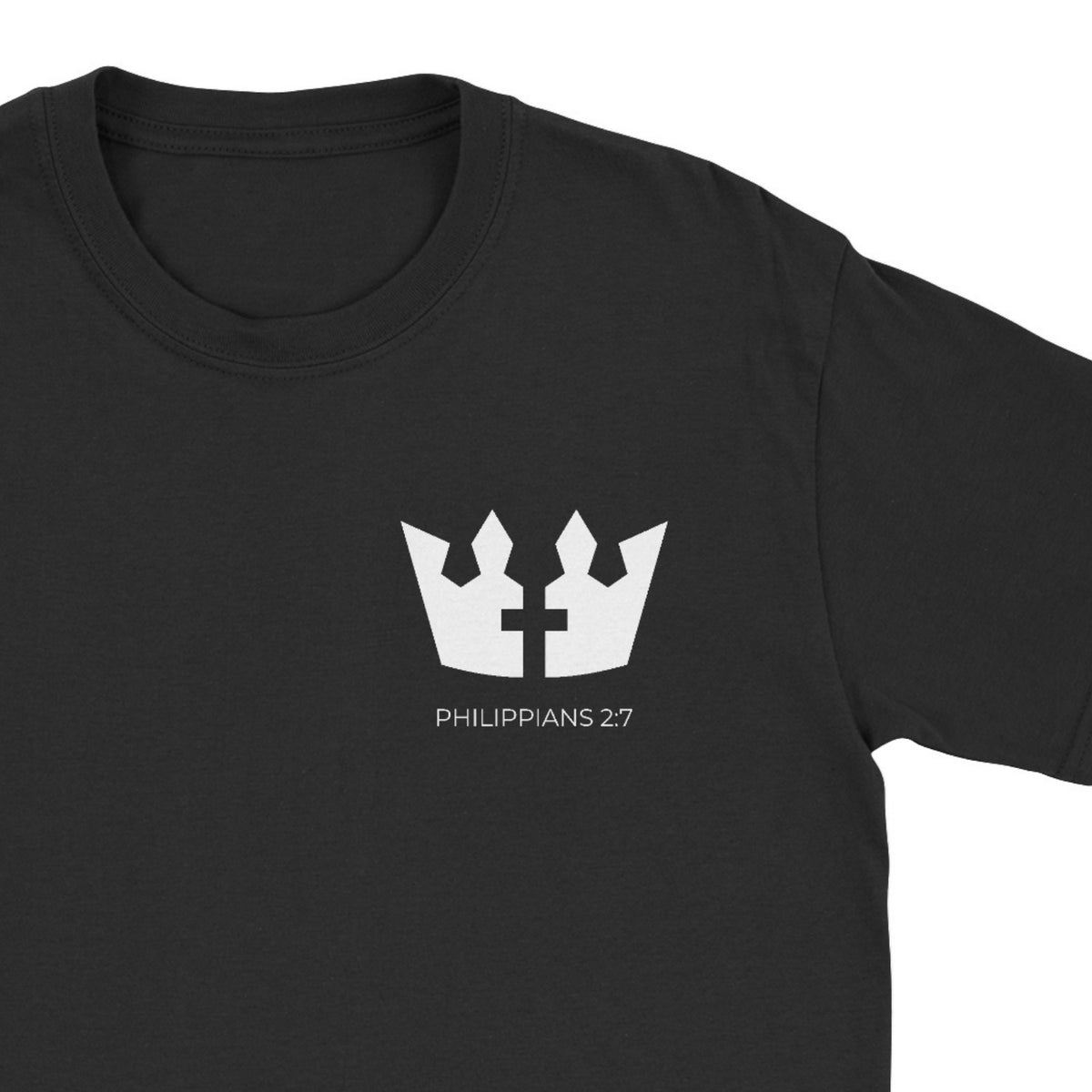 Servants Mark Philippians 2:7 Faith Graphic Tee close-up – Christian Apparel – By Design Threads