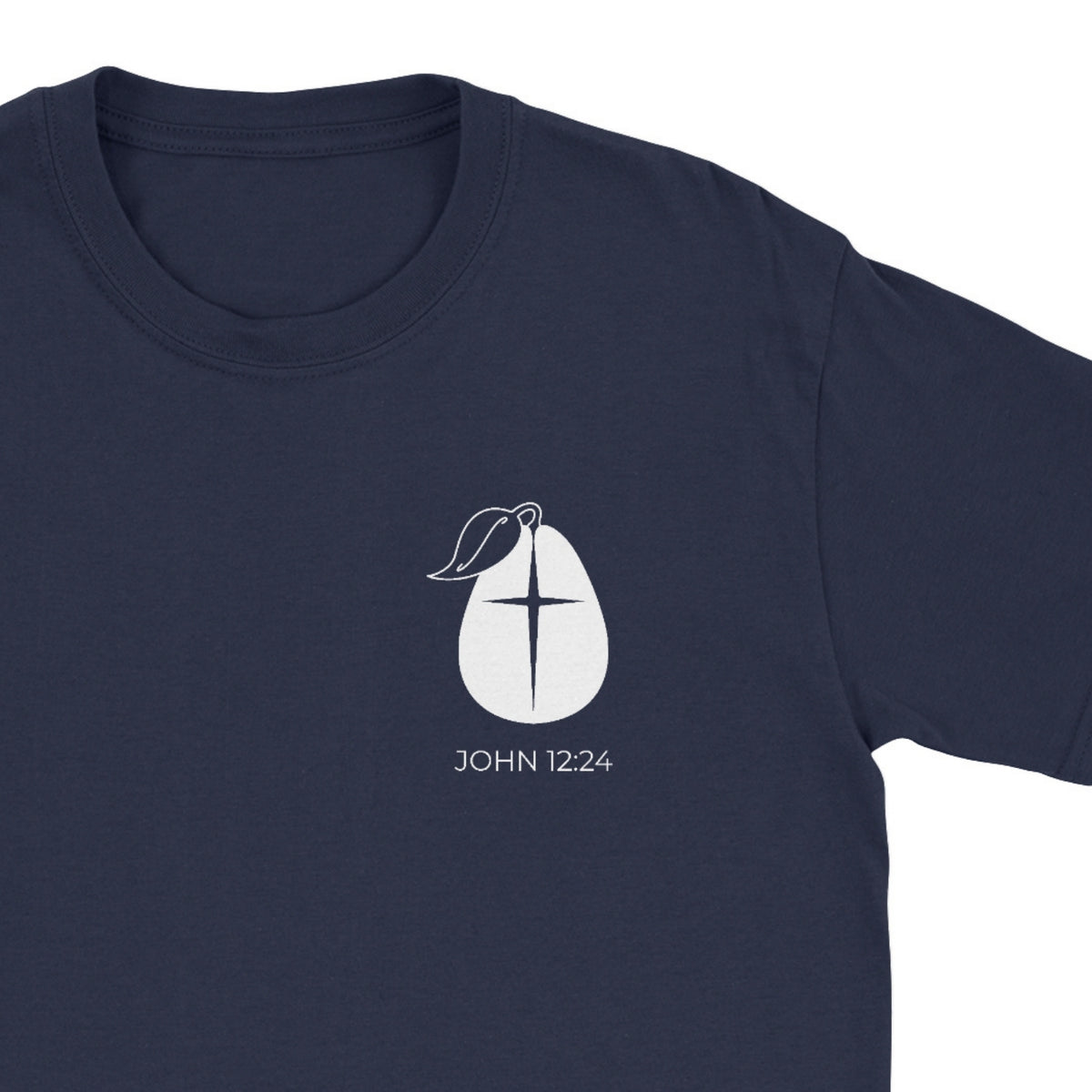 Teachers Mark John 12:24 Faith Graphic Tee  close-up – Christian Streetwear – By Design Threads