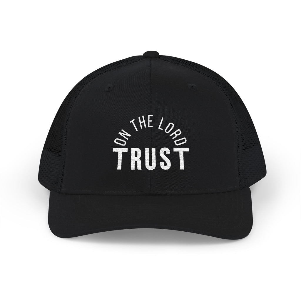 Trust On The Lord Christian Hat Front View – Faith Based Accessories – By Design Threads