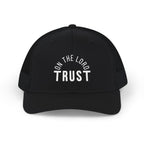 Trust On The Lord Christian Hat Front View – Faith Based Accessories – By Design Threads